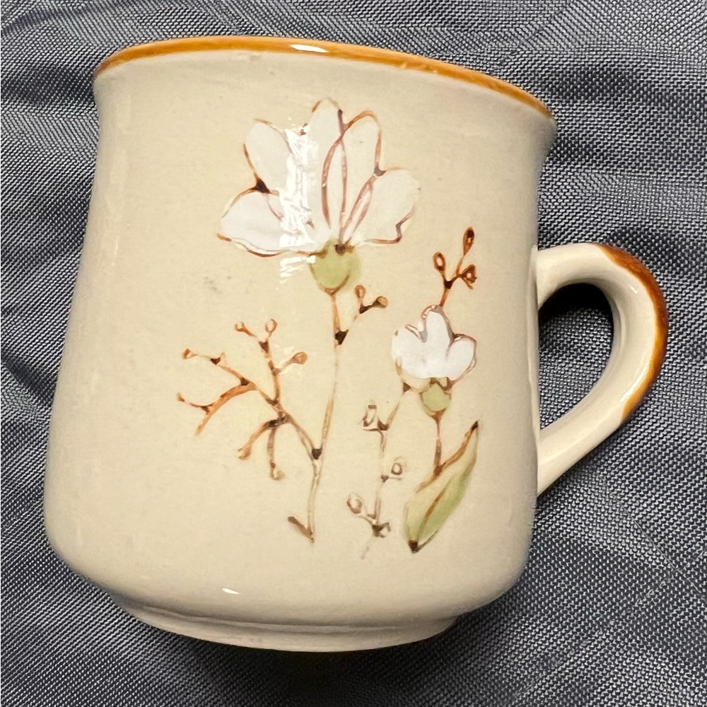 Vintage Ceramic Cream Floral Ceramic Mug